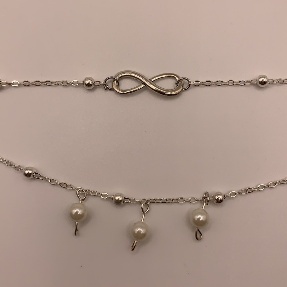 Two-Stranded Silver-tone Infinity Ankle Bracelet - Picture 3 of 5